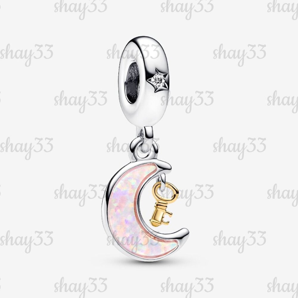 Pandora Two-tone Key & Moon Dangle Charm